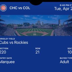 9 Chicago Cubs Vs Rockies Tickets 