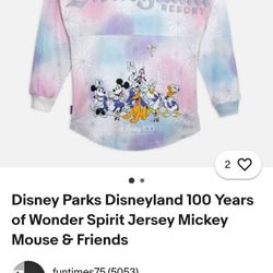 Disney Parks Disneyland 100 Years of Wonder Spirit Jersey Mickey Mouse & Friends