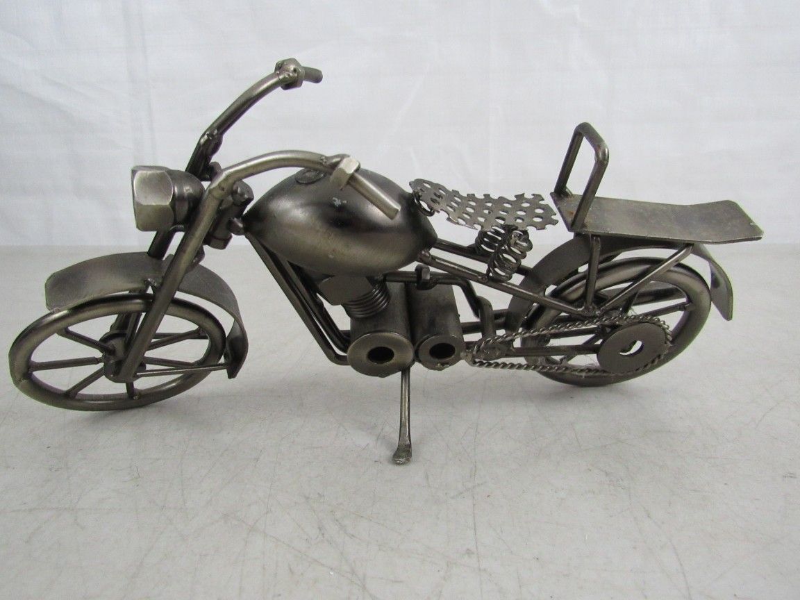 Motorcycle Model Scrap Steel Welded Art Sculpture 9 3/4" Length