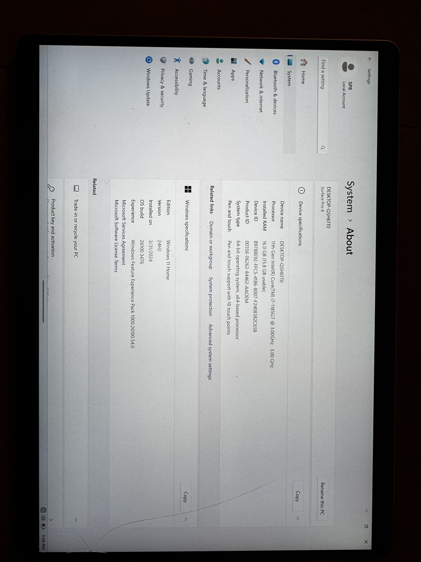 Surface Pro 8 Cracked