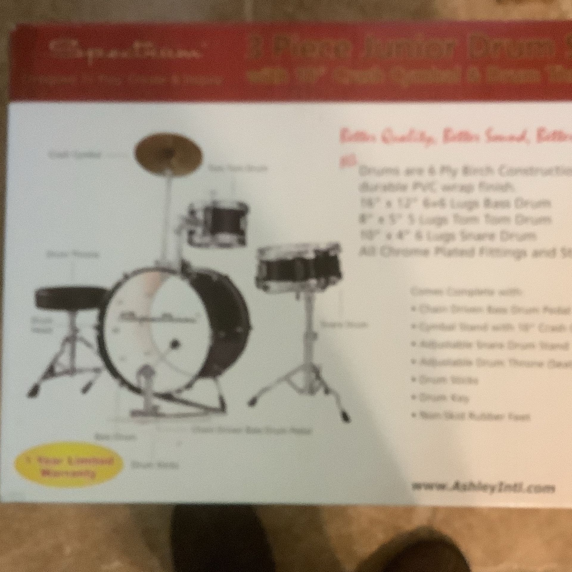 Spectrum 3 Piece Junior Drum Set