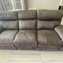 Gray Recliner Sofa & One Single Recliner 
