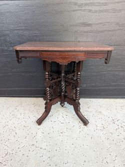 Antique Victorian Eastlake Marble Top Parlor Table