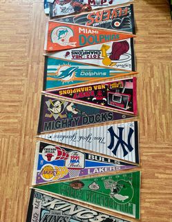 🏆 Vintage Sports  Pennants Collection LeBron Bulls, Lakers, Dolphins, Yankees, Mighty Ducks & More