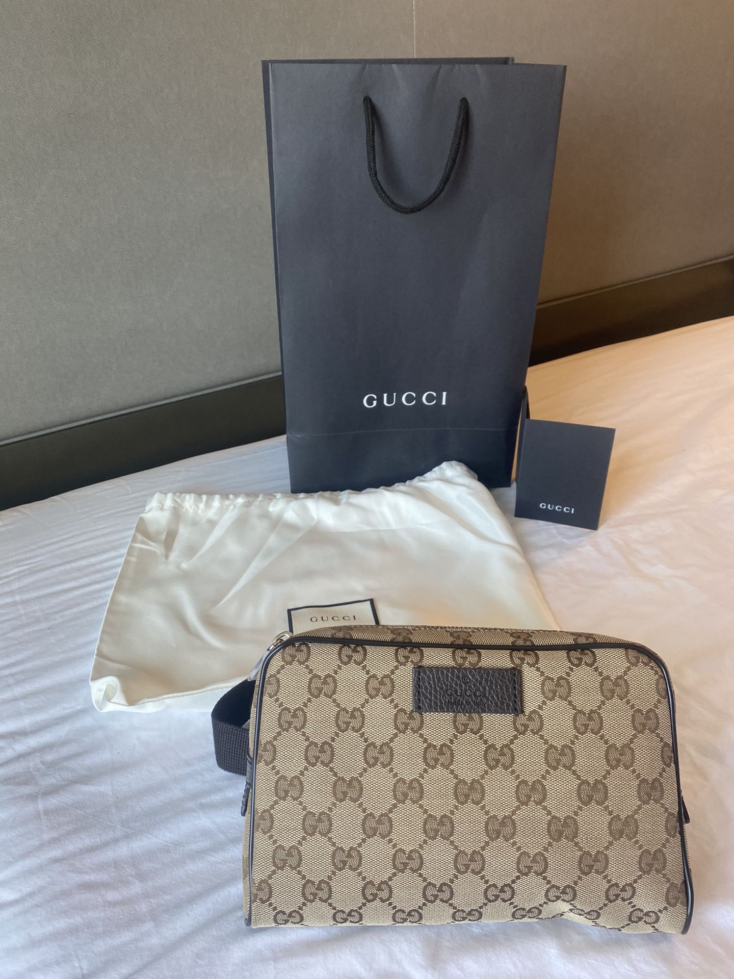 Gucci Brown Canvas GG Adjustable Belt Bag Brand New