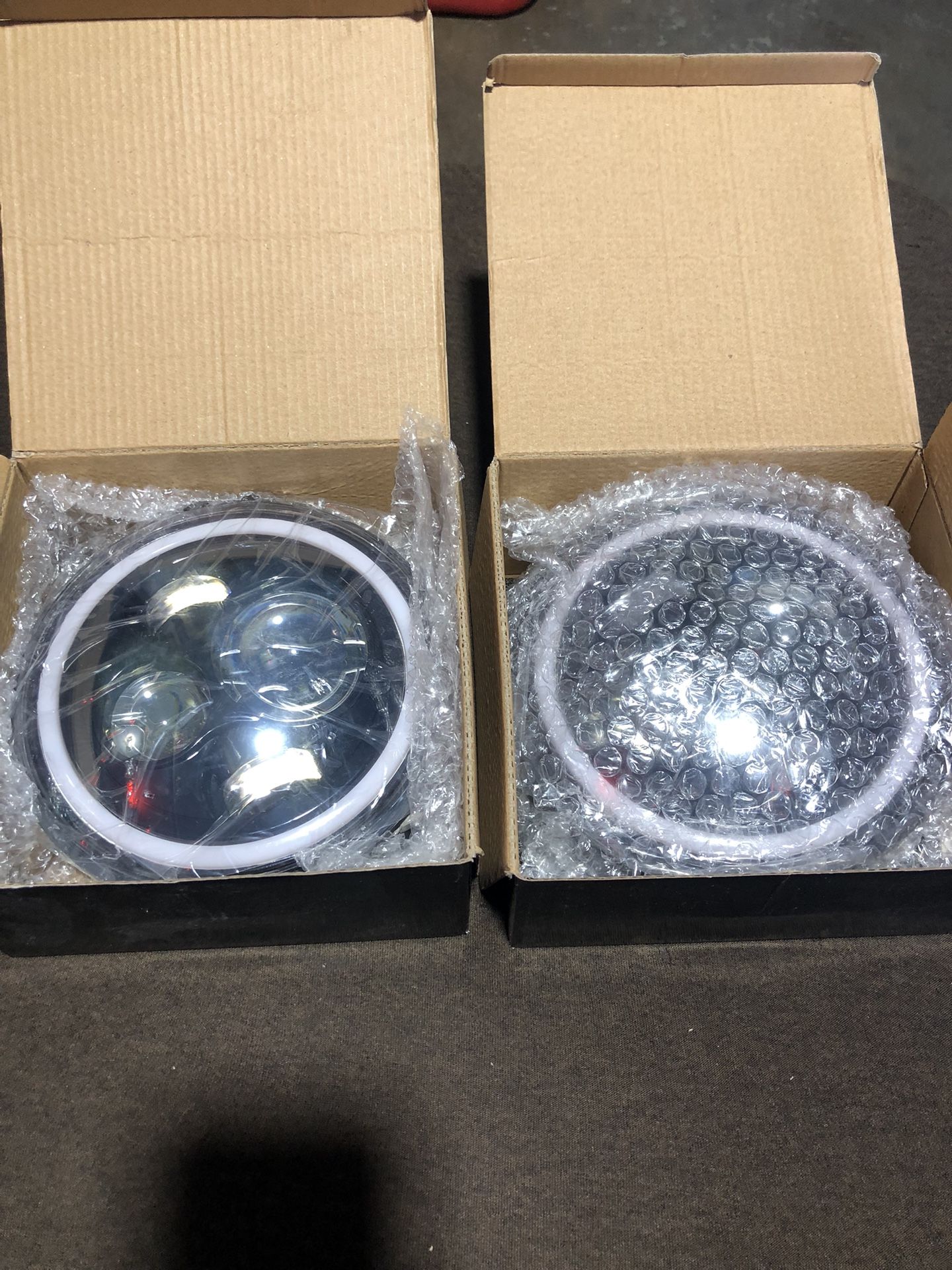 7” Round Headlights Halo Ring Angel Eyes LED Compatible With Jeep Wrangler Pair