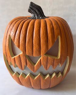 Halloween Costco Pumpkin With Yellow Flickering LED Lights,
