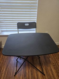 Black Folding Table and Chair Set