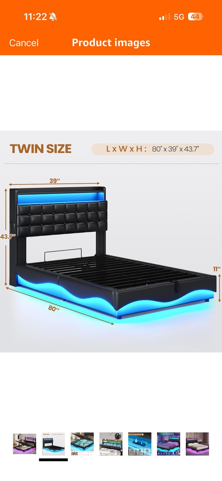 Twin bed frame (led) 