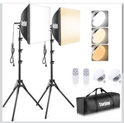 Softbox Photography Lighting Kit, 16" × 16" Professional Softbox Lighting Kit with 85W 3000-7500K LED Bulbs