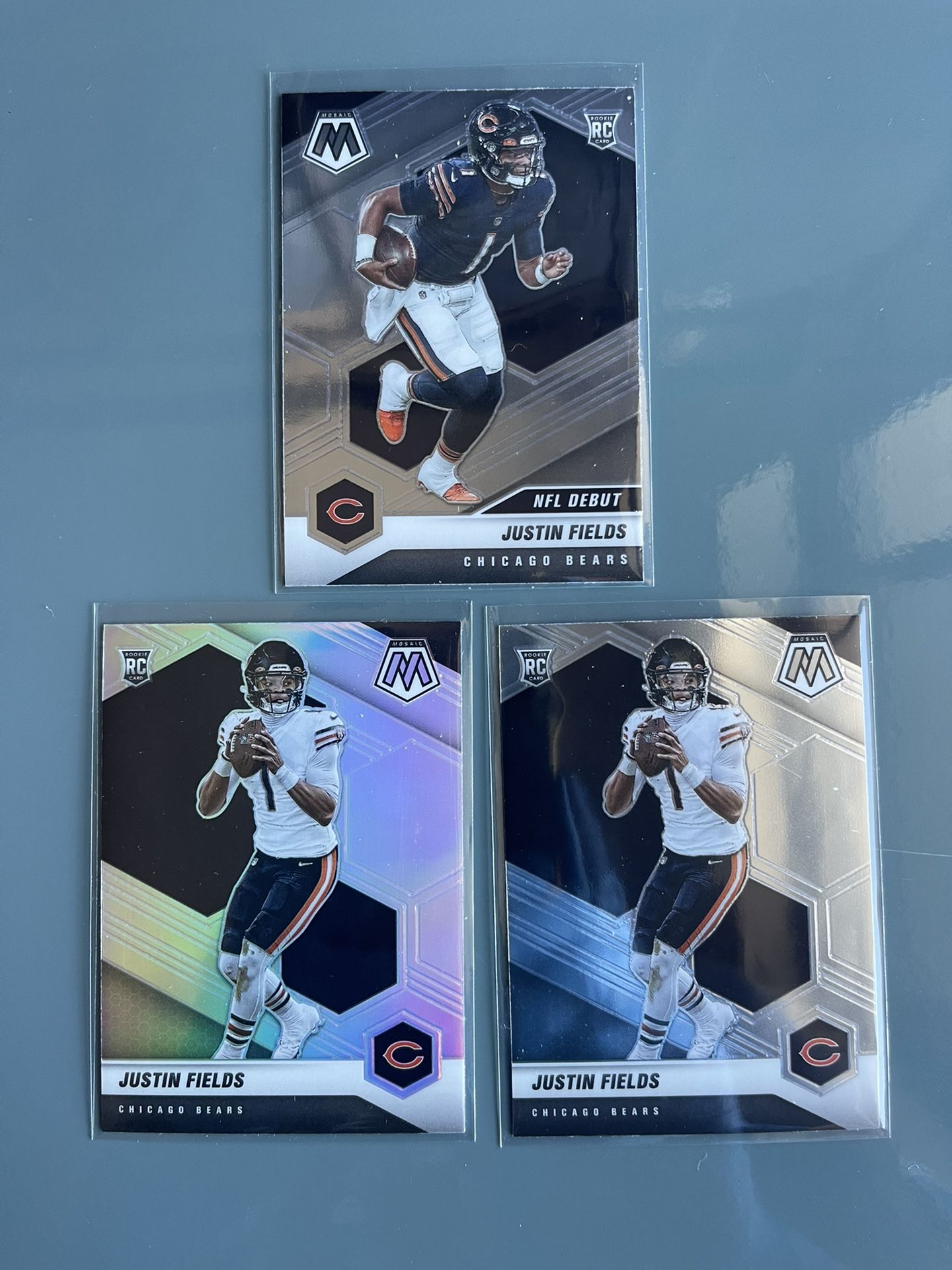 Justin Field Mosaic Silver/base And Debut Cards Set