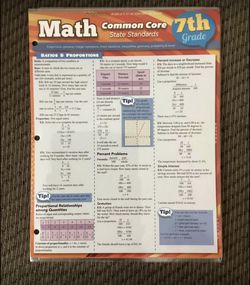 Quick Study Math Common Core State Standards 7th Grade