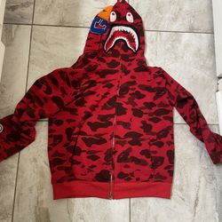 Bape hoodie red zipup 