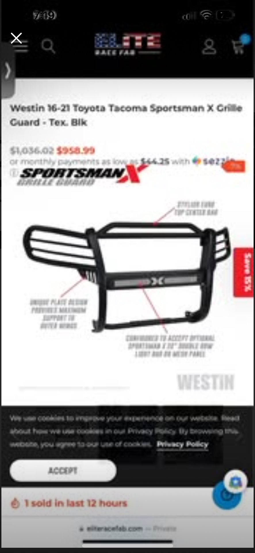 Westin grill off of a 2019 toyota tacoma