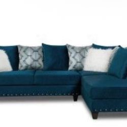 Velvet Sectional With Accent Pillows