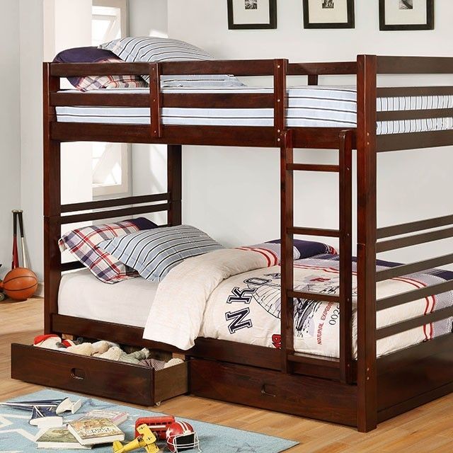 Brand New Espresso Twin Size Bunk Bed w Trundle Drawers