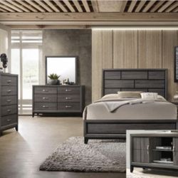 4- Pc Bedroom set Dresser,Mirror  Nightstand (1) Queen size bed frame  Not including Mattress and Box Sp