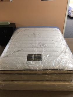 Sleeping beauty jumbo eurotop mattress and box spring