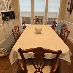Solid Dark Oak Queen Anne - 6 Sitter Dining Set 