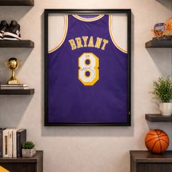 Framed Kobe Bryant #8 Signed Lakers Jersey – Purple Custom Jersey – COA + Serial Verified (PC608590)