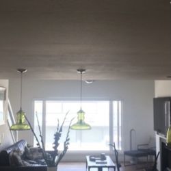 2 Peridot Green Seeded glass Pendant Lights