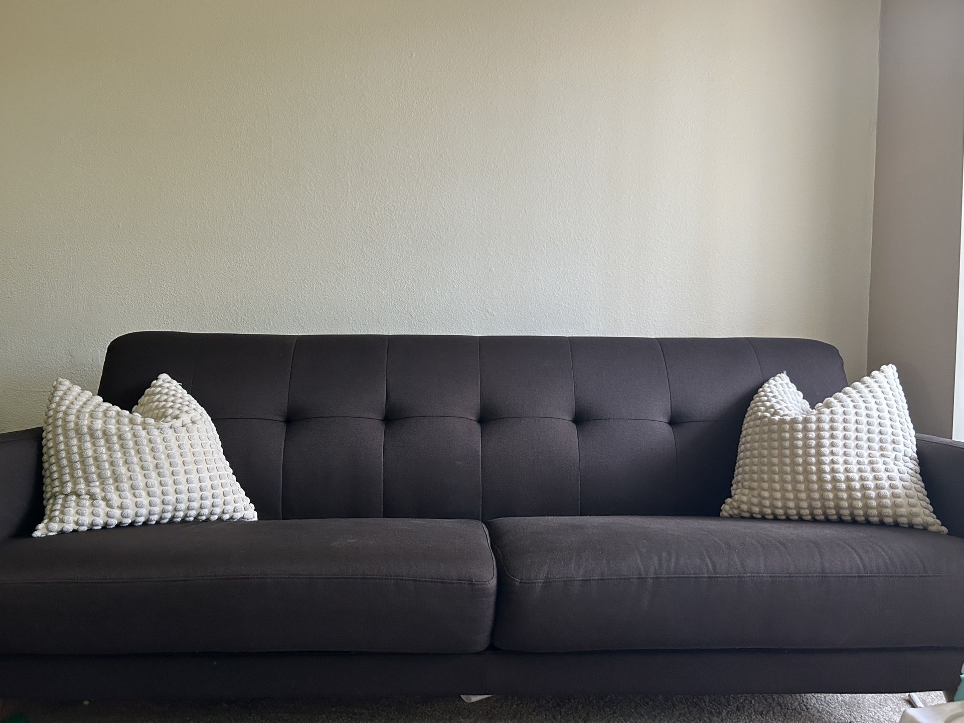 Brown Tufted Back Sofa Espresso Leg