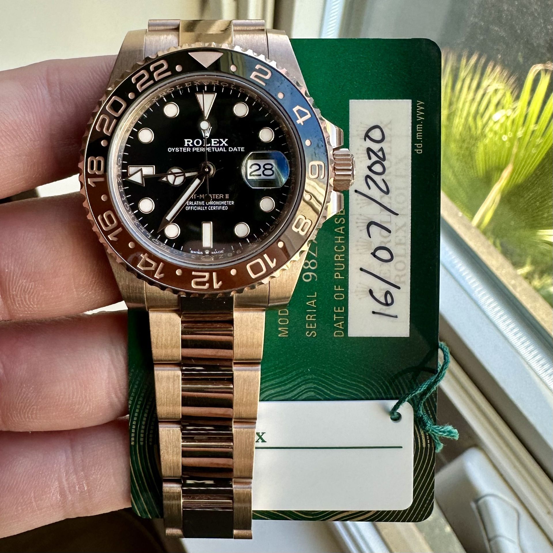 Rolex Rose Gold GMT Master II Rootbeer 126715chnr