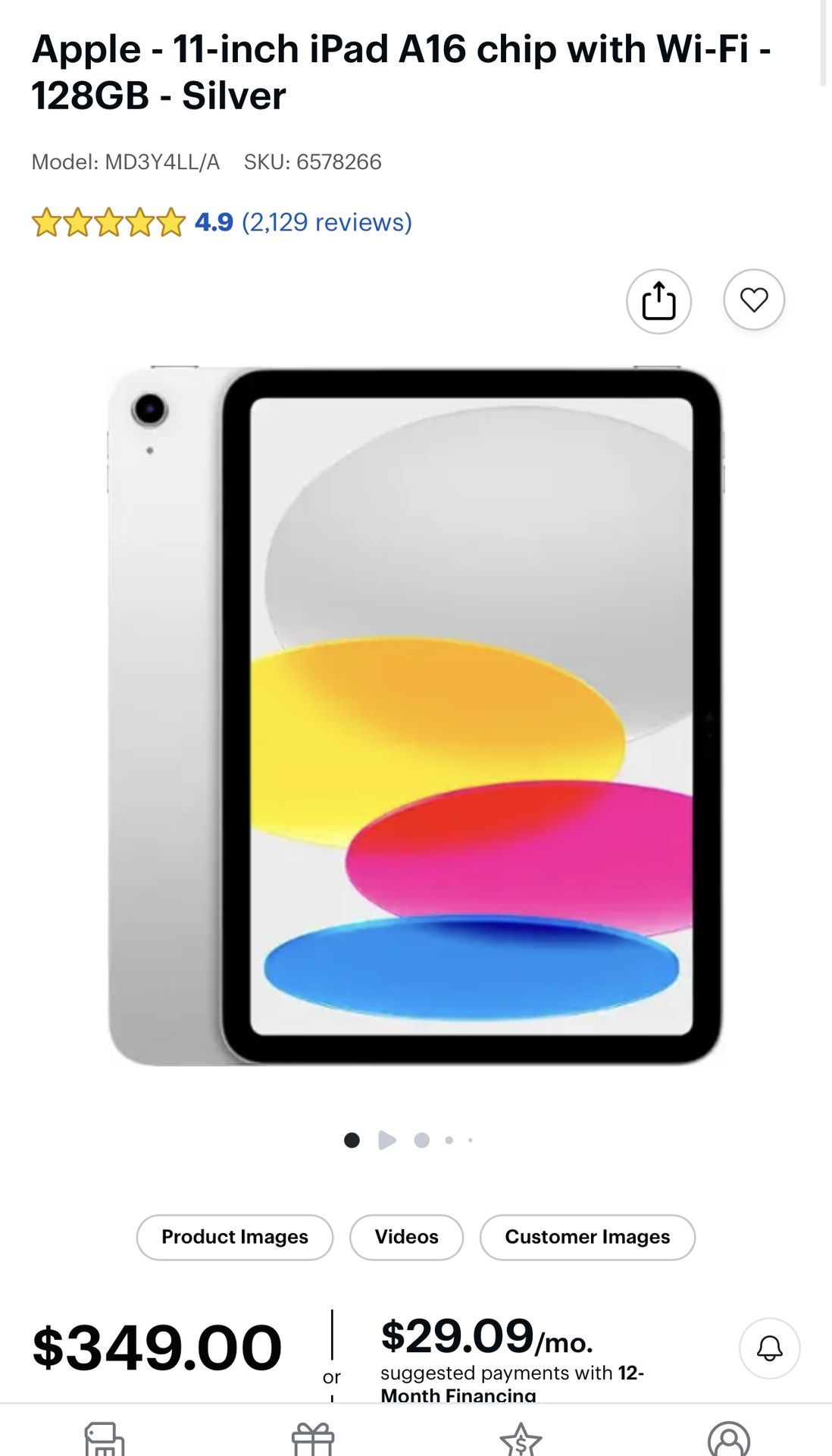 Apple - 11-inch iPad A16 chip with Wi-Fi - 128GB - Silver