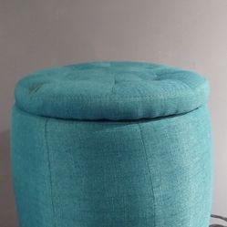 Tufted Blue Parker Ottoman With Storage 