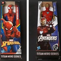 Spider-Man Action Figure Lot Iron Man NEW TITAN HEROES Marvel 12 In HASBRO CIB