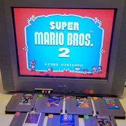 🦆Nintendo NES Video Game Carts CRT TV Super Mario Bros 2 Gauntlet 2 Bad Street Brawler🦆