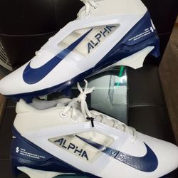 Nike Alpha Menace 4 Pro White Navy Blue Football Cleats Mens FD7037-104 Sz 11/13