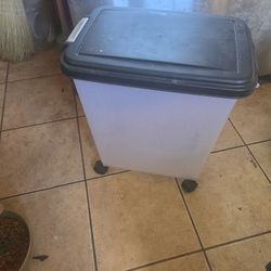Pet Food Container With Lid,  On Wheels
