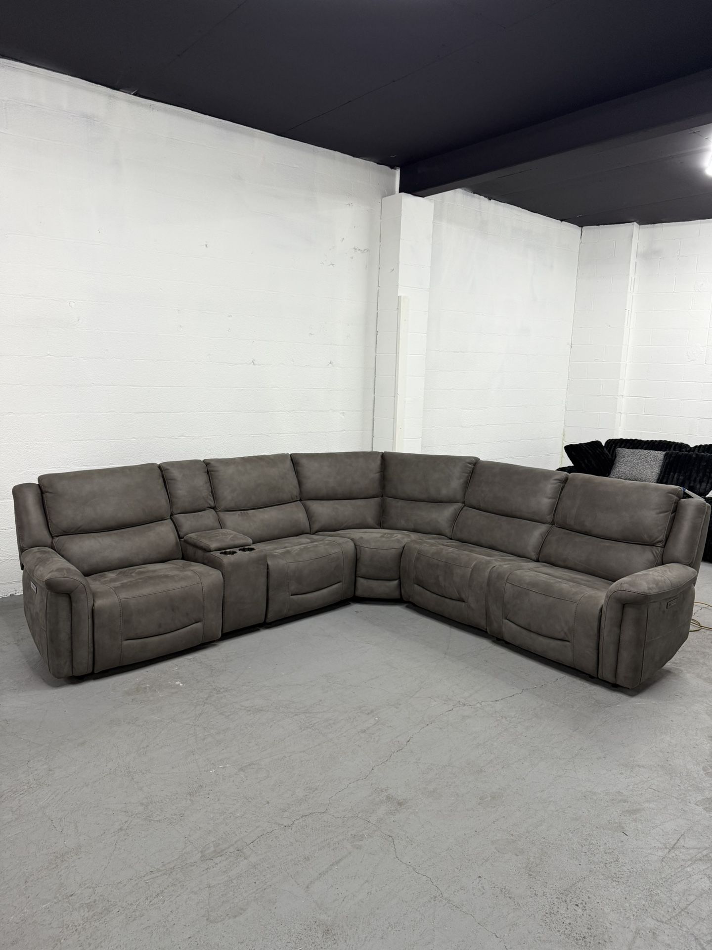 (Free Delivery) Carlin Fabric Power Reclining Sectional with Power Headrests