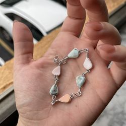 Real Turquoise & Silver Bracelet Hand-Made in Cuba