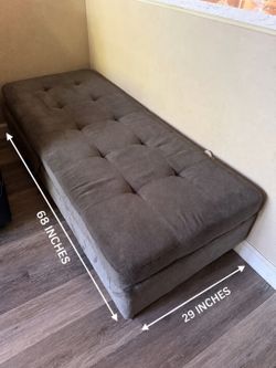 FREE Gray Tufted Storage Ottoman Bench with Hidden Storage