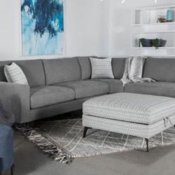 sectional Grey sofa Faux  leather living room 111x68