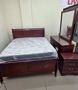 NEW QUEEN 4pc BEDROOM SET WITH DRESSER, MIRROR, NIGHTSTAND, BED FRAME WITHOUT MATTRESS INCLUDING FREE DELIVERY ORDER HERE PAY UPON ARRIVAL