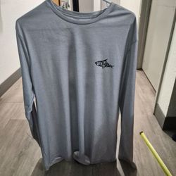 Gray Fish N Vibe Long Sleeve Shirt Sun Protection Adult Unisex Size XLarge A007