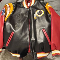 Joe Theismann/Dexter Manley Autographed Leather Redskins Jacket