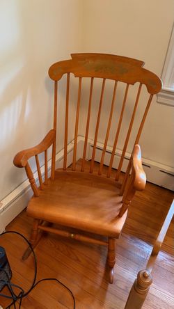 Vintage Wood Rocking Chair with Stencil Detail