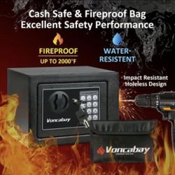 NEW Fireproof Home Safe Box - 0.23 Cubic Feet Security Lock Box with Sensor Light, Digital Keypad