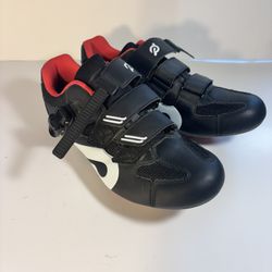 Peloton Original I-20 Cycling Shoes Mens Size 10.5 EU 44 Black Red With Cleats