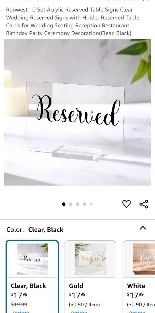 Acrylic Reserved Table Signs Clear Wedding Reserved Signs with Holder Reserved Table Cards for Wedding