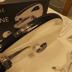 Hand sewing machine portable with batteries or cord