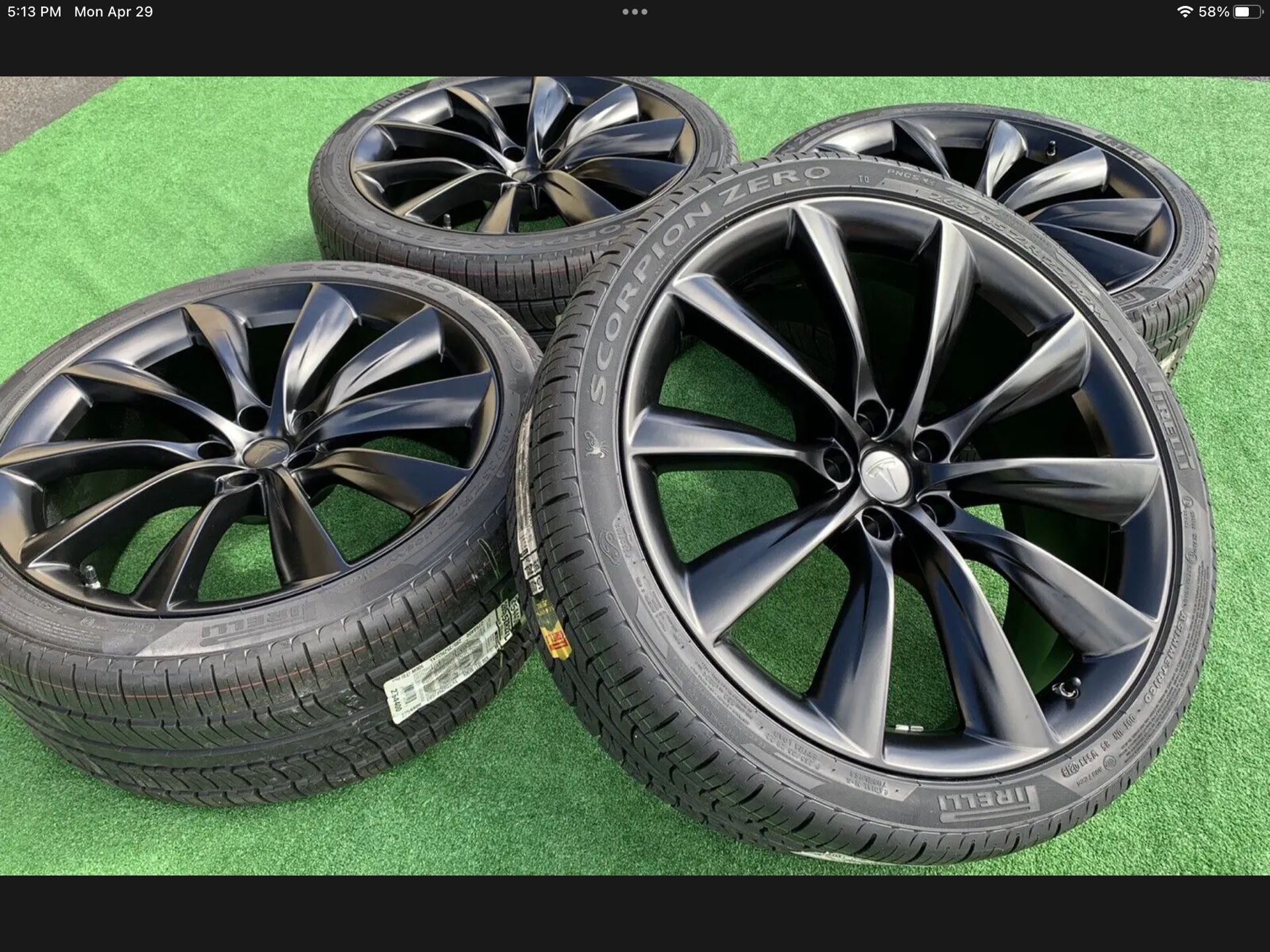 Tesla Model X 22 Turbine Wheels Onyx Black Pirelli OEM Spec Tires FAST SHIP