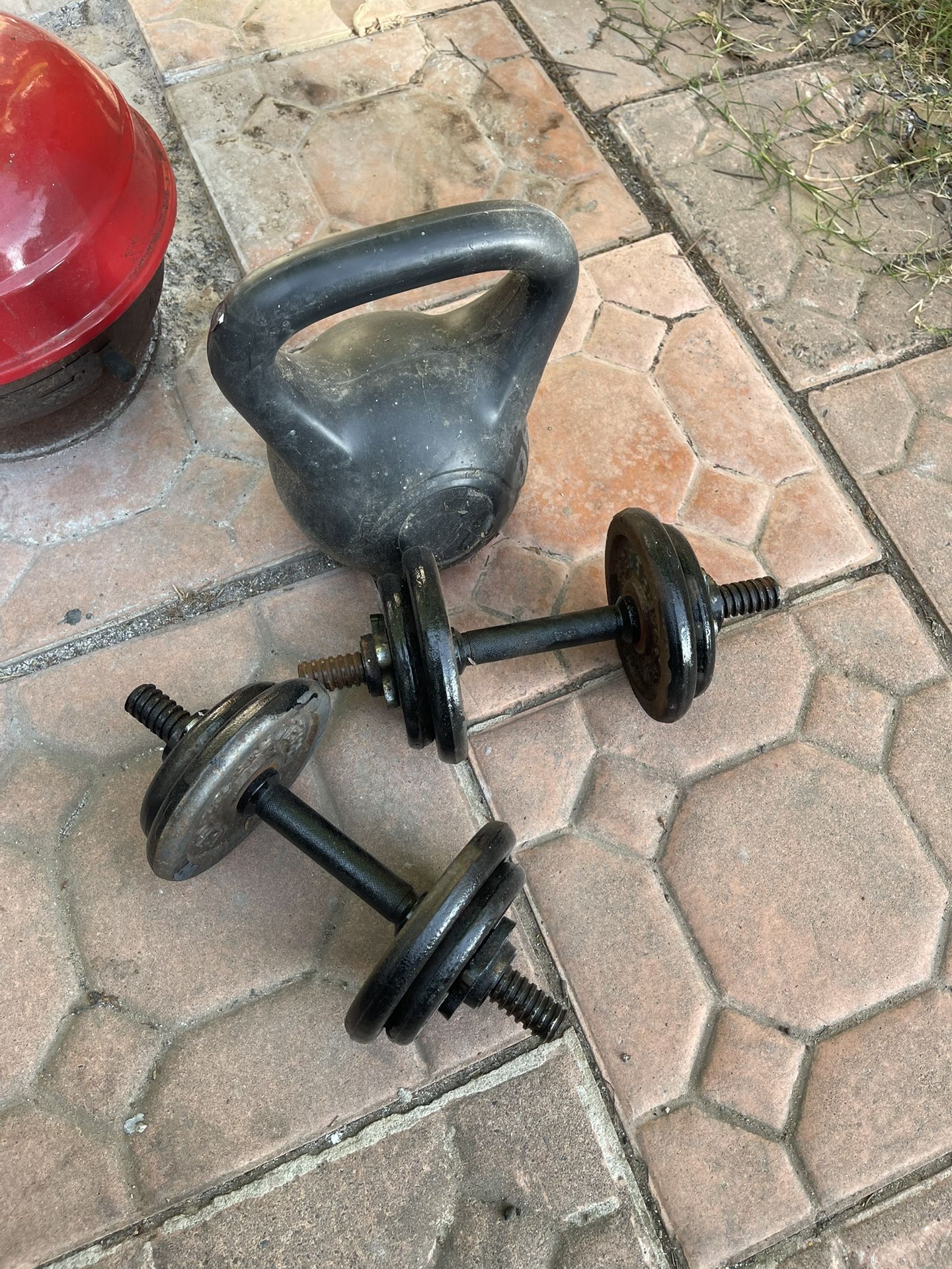 2, 16 Pounds Dumbbells And Ball Of 10 Pounds