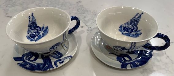 “From the Deep” collection by Anthropologie Cup and Saucer Set of Two
