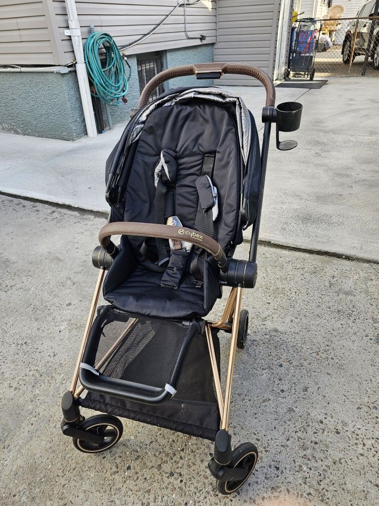 Used Cybex Mios Stroller Rose Gold and Black with Bassinet