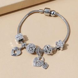 Gorgeous Silvery Bracelet with Charms